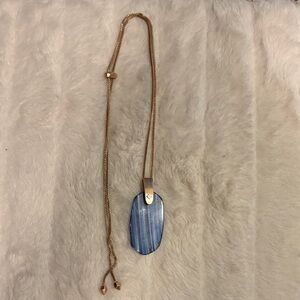Kendra Scott Rose Gold Necklace with Blue Stone Pendant